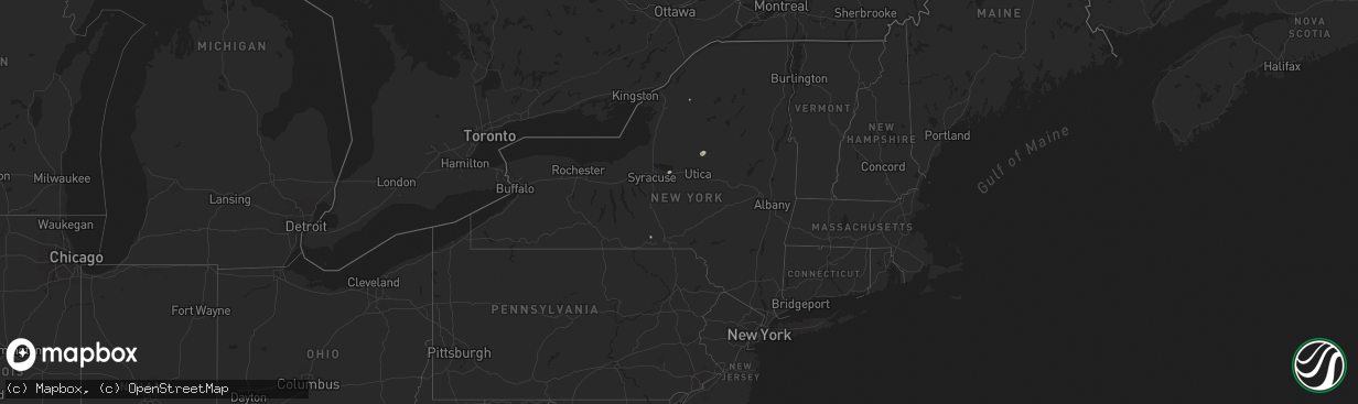 Hail map in New York on July 13, 2025