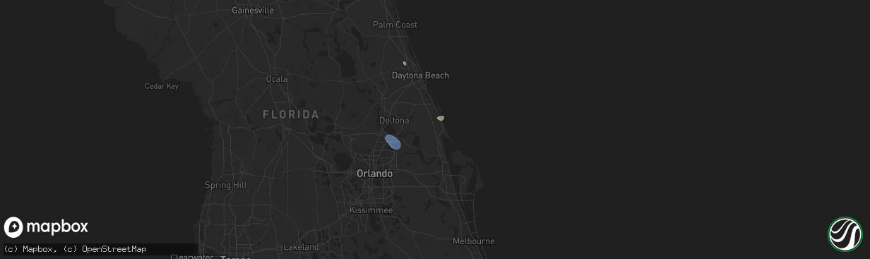 Hail map in Oak Hill, FL on July 13, 2025