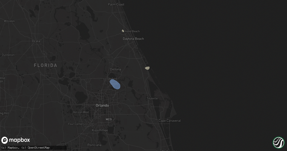 Hail map in Oak Hill, FL on July 13, 2025
