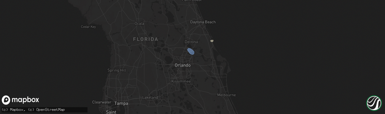 Hail map in Oviedo, FL on July 13, 2025