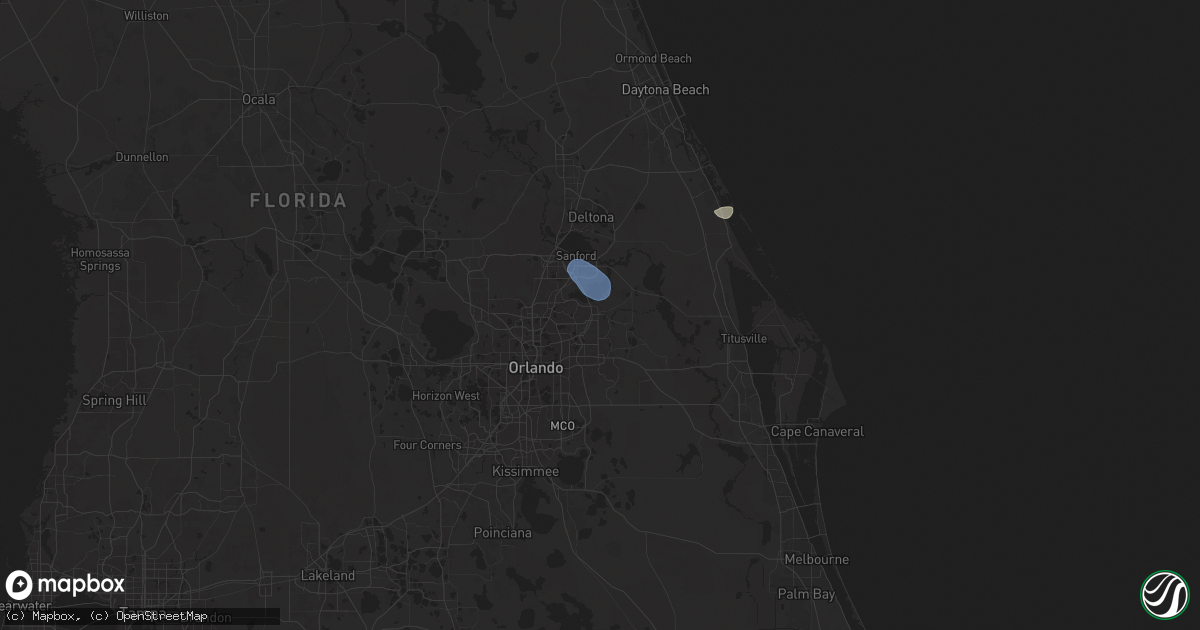 Hail map in Oviedo, FL on July 13, 2025
