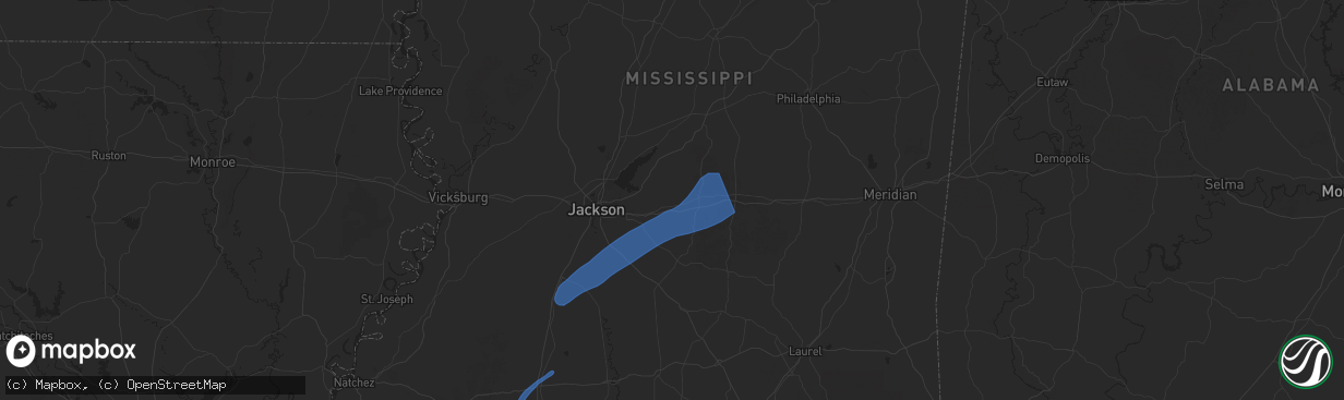 Hail map in Pelahatchie, MS on July 13, 2025
