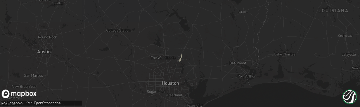 Hail map in Splendora, TX on July 13, 2025
