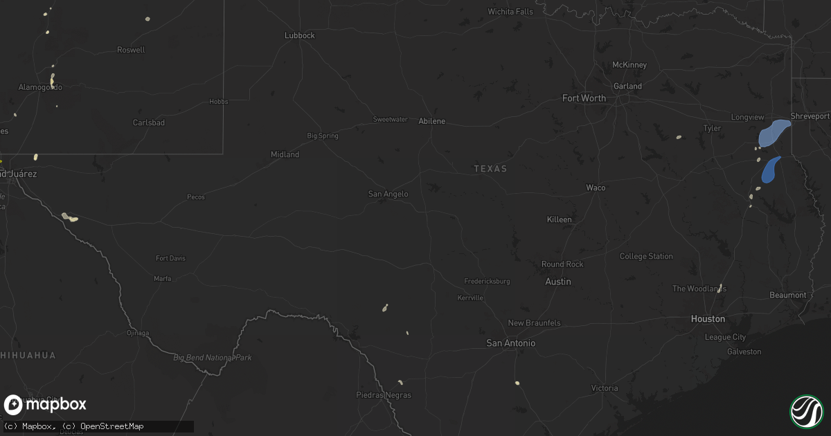 Hail map in Texas on July 13, 2025