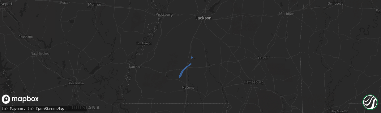 Hail map in Wesson, MS on July 13, 2025