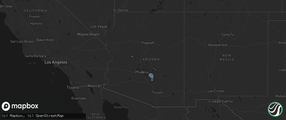Hail map in Arizona on July 13, 2026