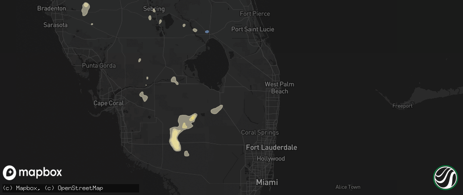 Hail map in Belle Glade, FL on July 13, 2026