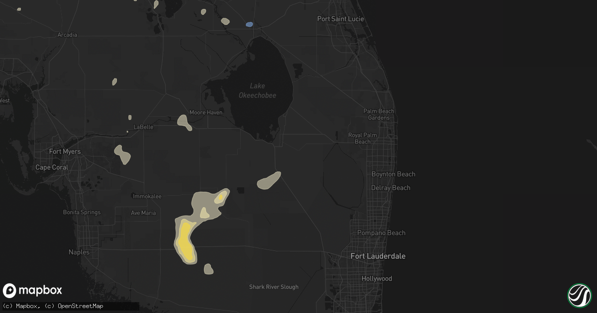 Hail map in Belle Glade, FL on July 13, 2026