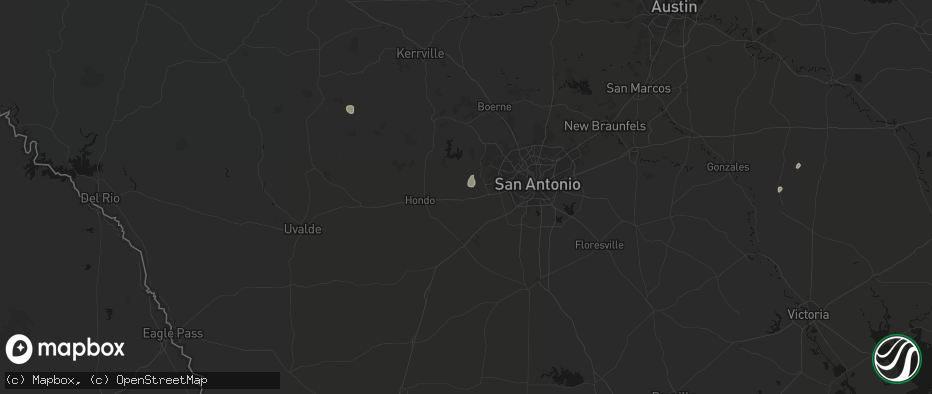 Hail map in Castroville, TX on July 13, 2026