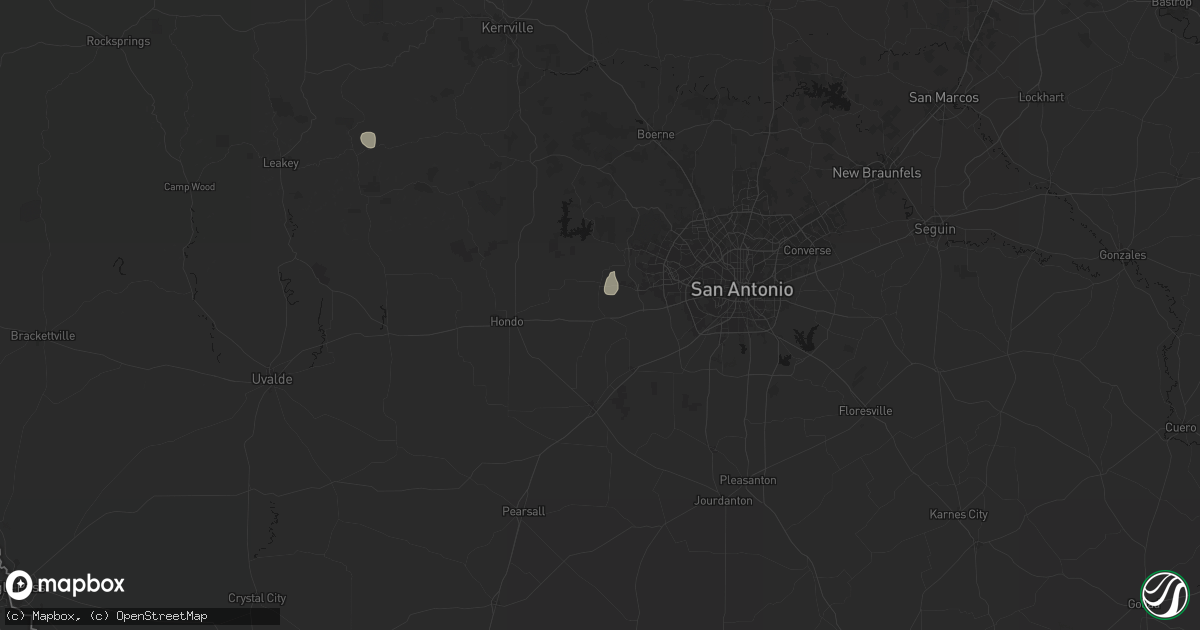 Hail map in Castroville, TX on July 13, 2026