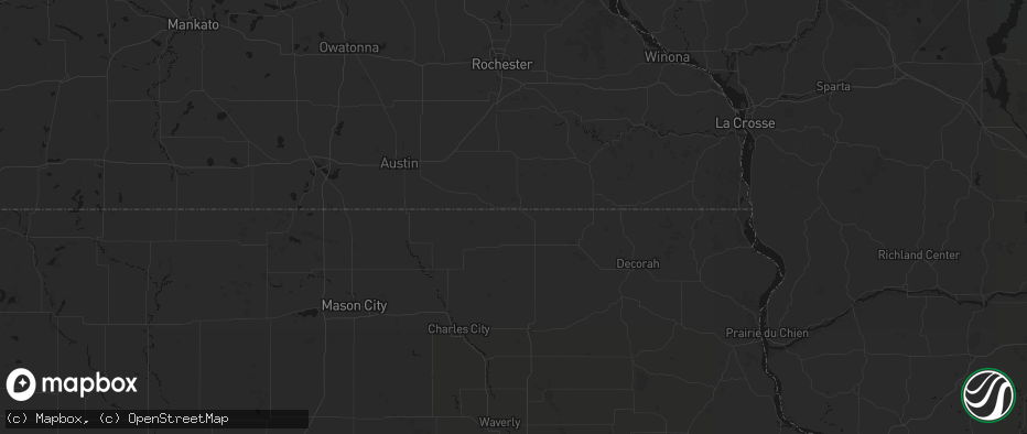 Hail map in Chester, IA on July 13, 2026