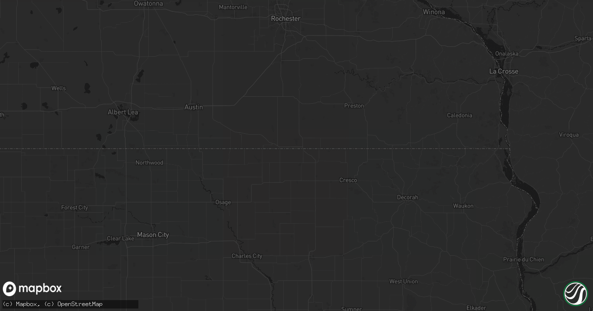 Hail map in Chester, IA on July 13, 2026