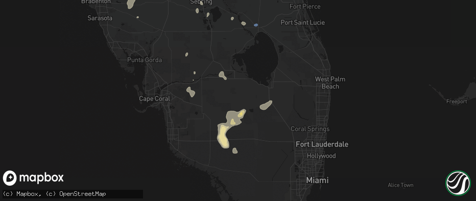 Hail map in Clewiston, FL on July 13, 2026