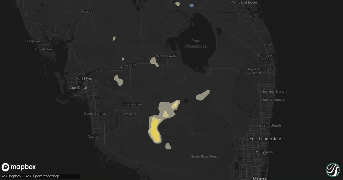 Hail map in Clewiston, FL on July 13, 2026