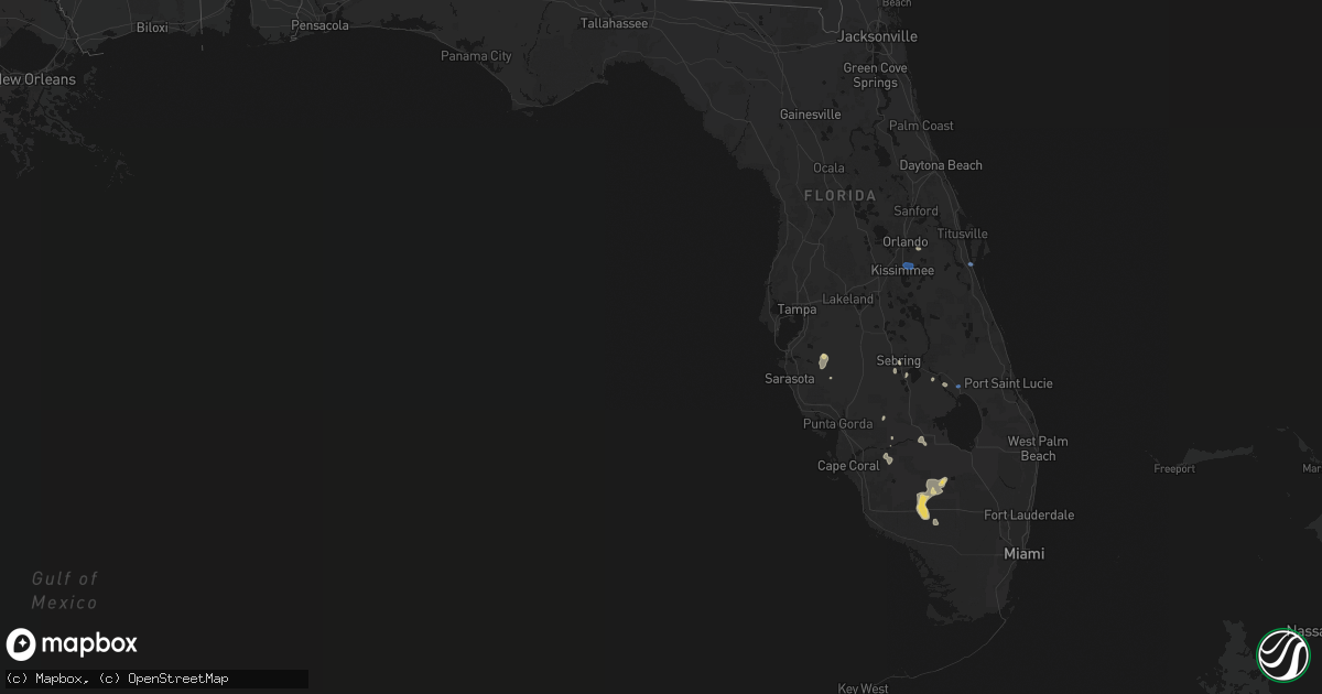 Hail map in Florida on July 13, 2026