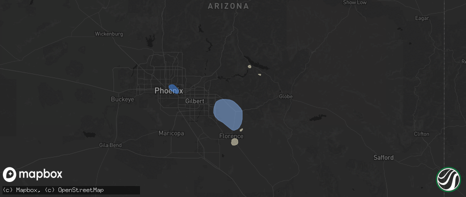 Hail map in Gold Canyon, AZ on July 13, 2026