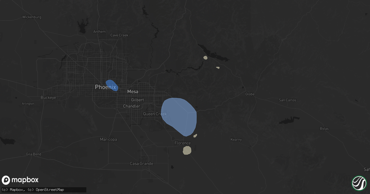 Hail map in Gold Canyon, AZ on July 13, 2026