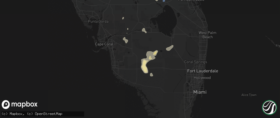 Hail map in Immokalee, FL on July 13, 2026