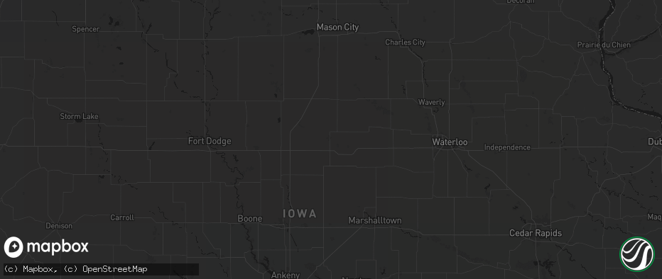 Hail map in Iowa Falls, IA on July 13, 2026