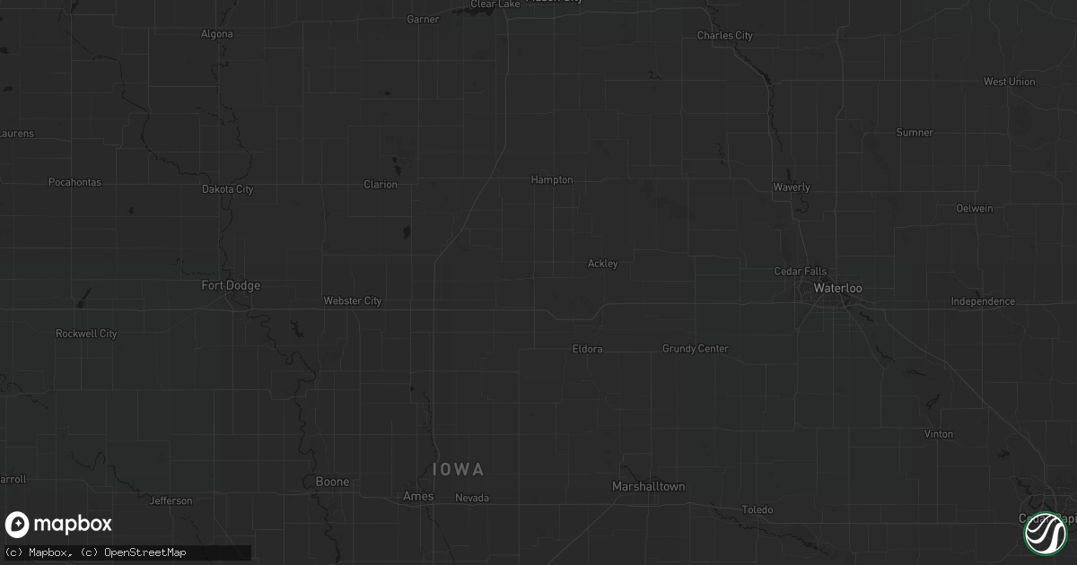 Hail map in Iowa Falls, IA on July 13, 2026