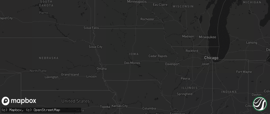 Hail map in Iowa on July 13, 2026