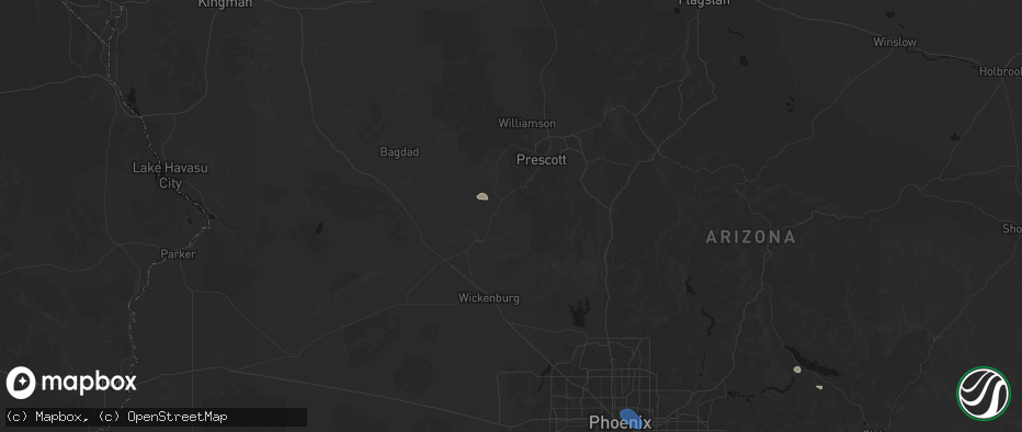 Hail map in Kirkland, AZ on July 13, 2026