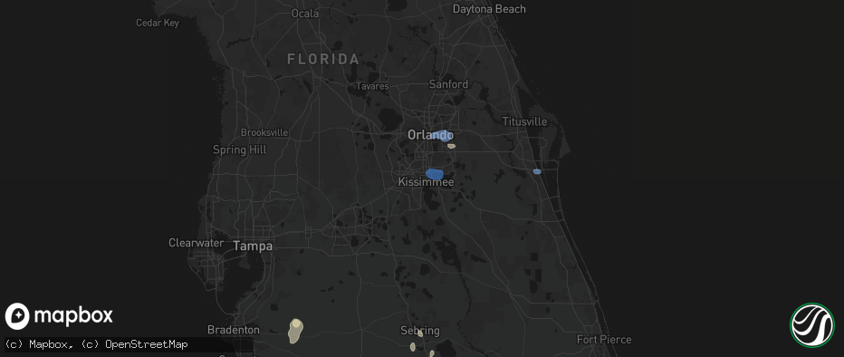 Hail map in Kissimmee, FL on July 13, 2026