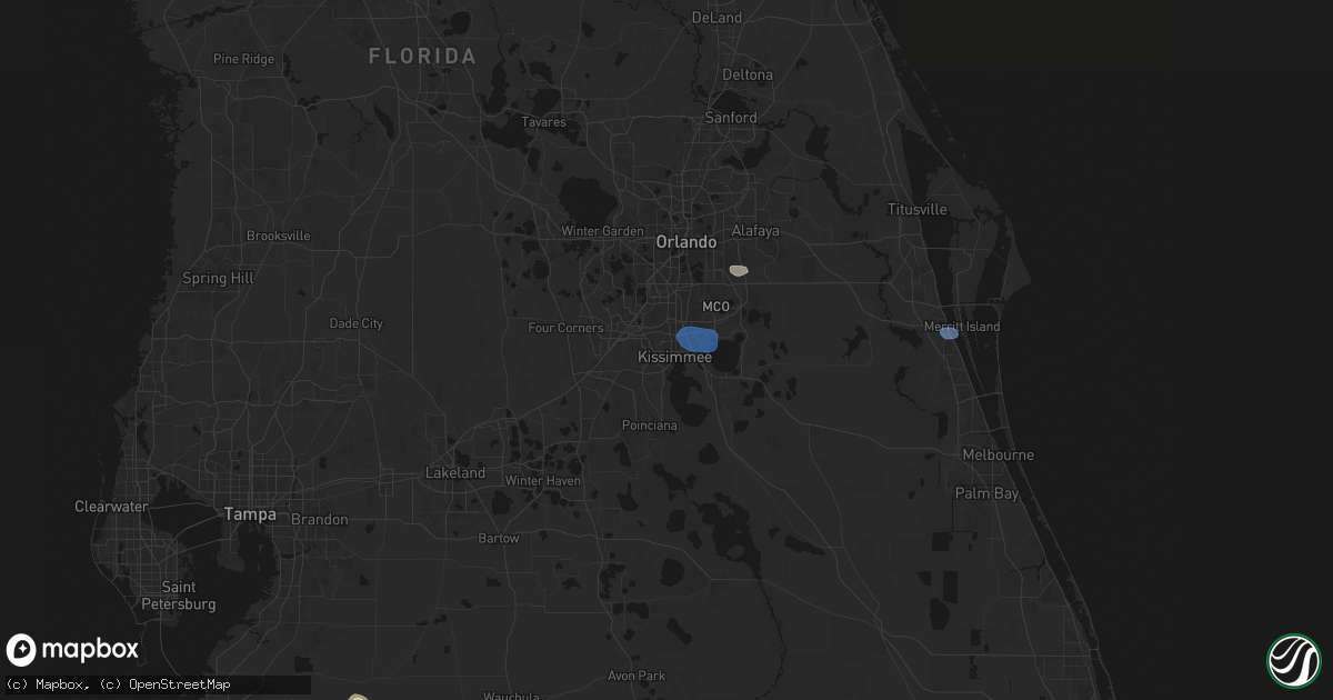 Hail map in Kissimmee, FL on July 13, 2026