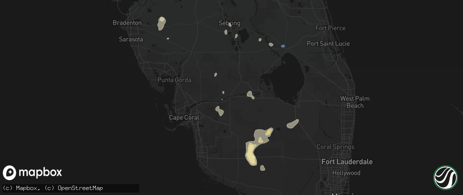 Hail map in Labelle, FL on July 13, 2026