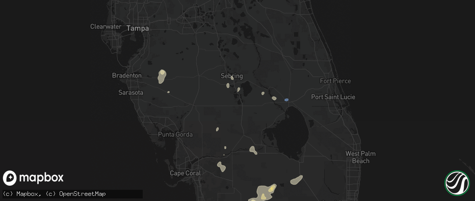 Hail map in Lake Placid, FL on July 13, 2026