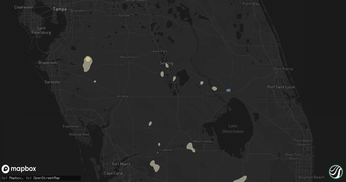 Hail map in Lake Placid, FL on July 13, 2026