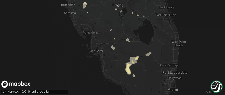 Hail map in Lehigh Acres, FL on July 13, 2026