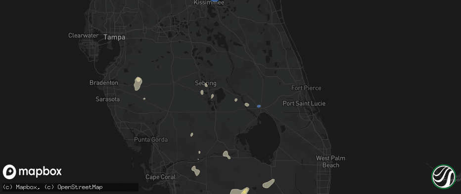 Hail map in Lorida, FL on July 13, 2026