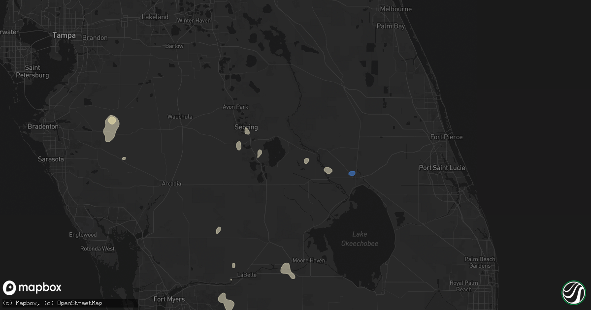 Hail map in Lorida, FL on July 13, 2026