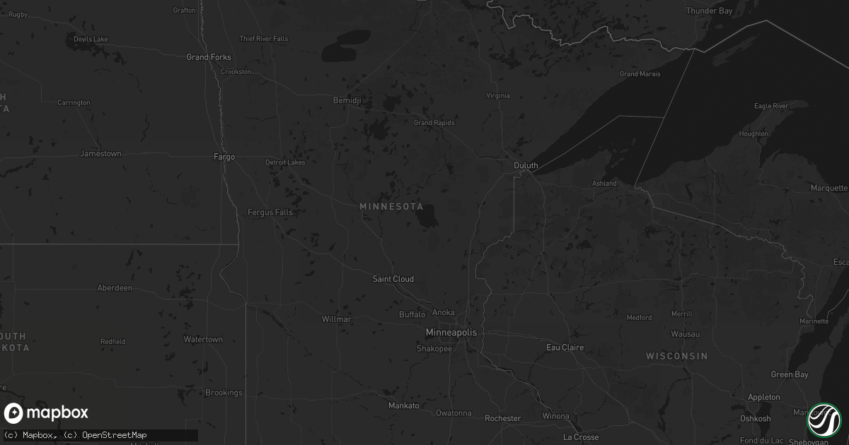 Hail map in Minnesota on July 13, 2026