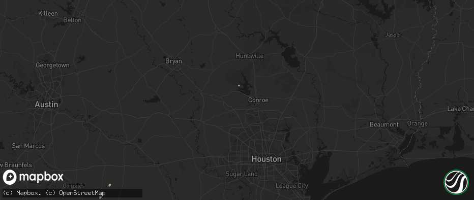 Hail map in Montgomery, TX on July 13, 2026
