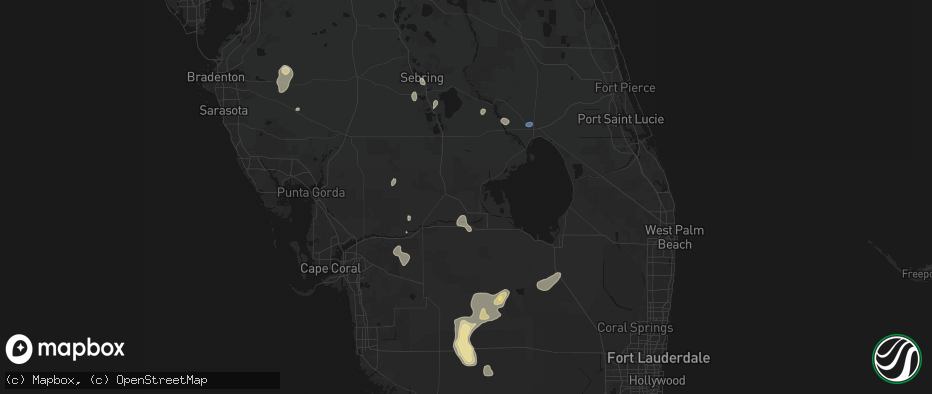 Hail map in Moore Haven, FL on July 13, 2026