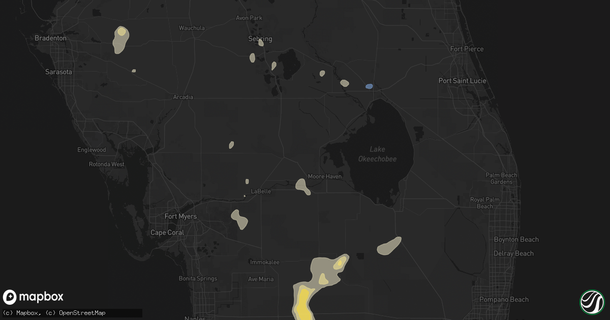 Hail map in Moore Haven, FL on July 13, 2026