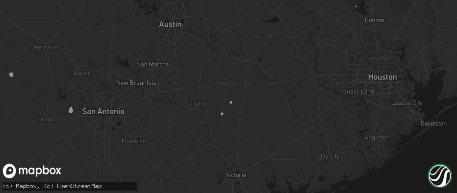 Hail map in Moulton, TX on July 13, 2026