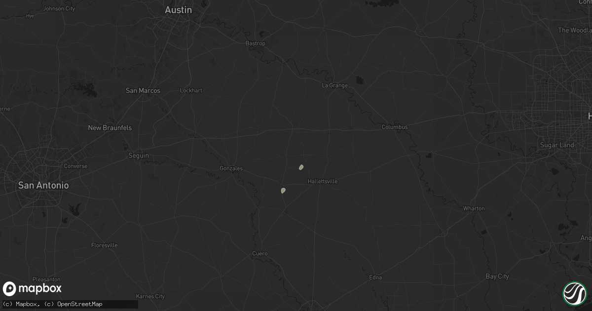 Hail map in Moulton, TX on July 13, 2026