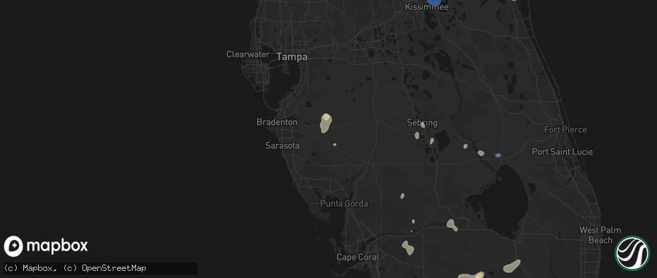 Hail map in Myakka City, FL on July 13, 2026