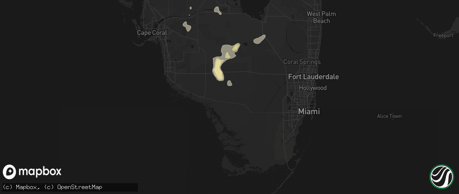 Hail map in Ochopee, FL on July 13, 2026