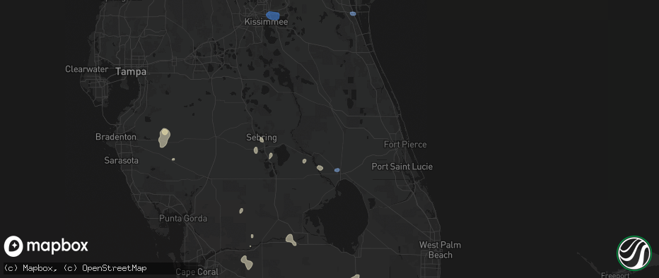 Hail map in Okeechobee, FL on July 13, 2026