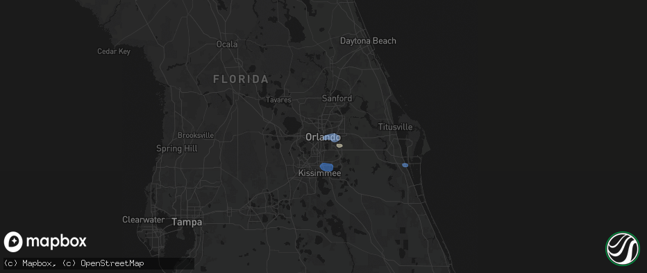 Hail map in Orlando, FL on July 13, 2026