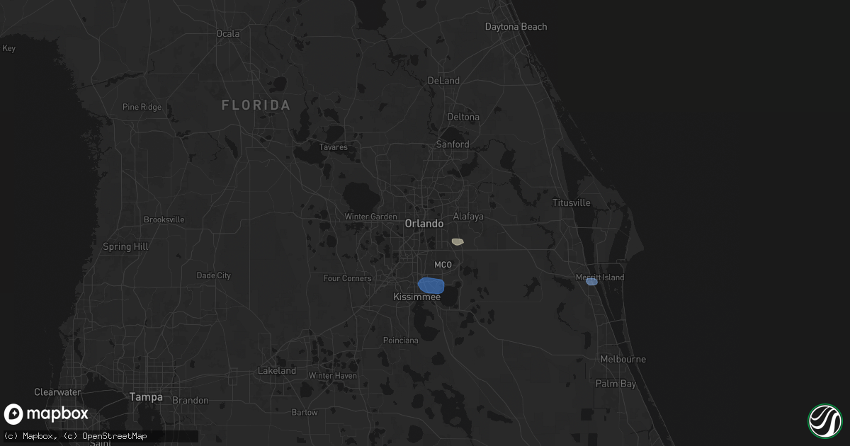 Hail map in Orlando, FL on July 13, 2026