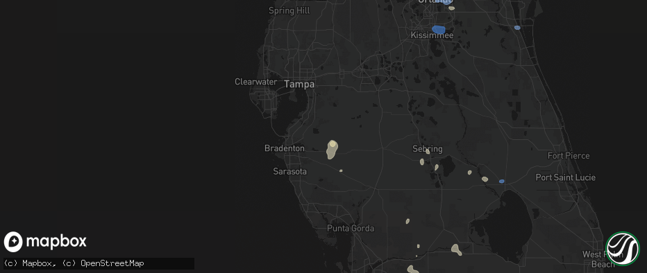 Hail map in Parrish, FL on July 13, 2026