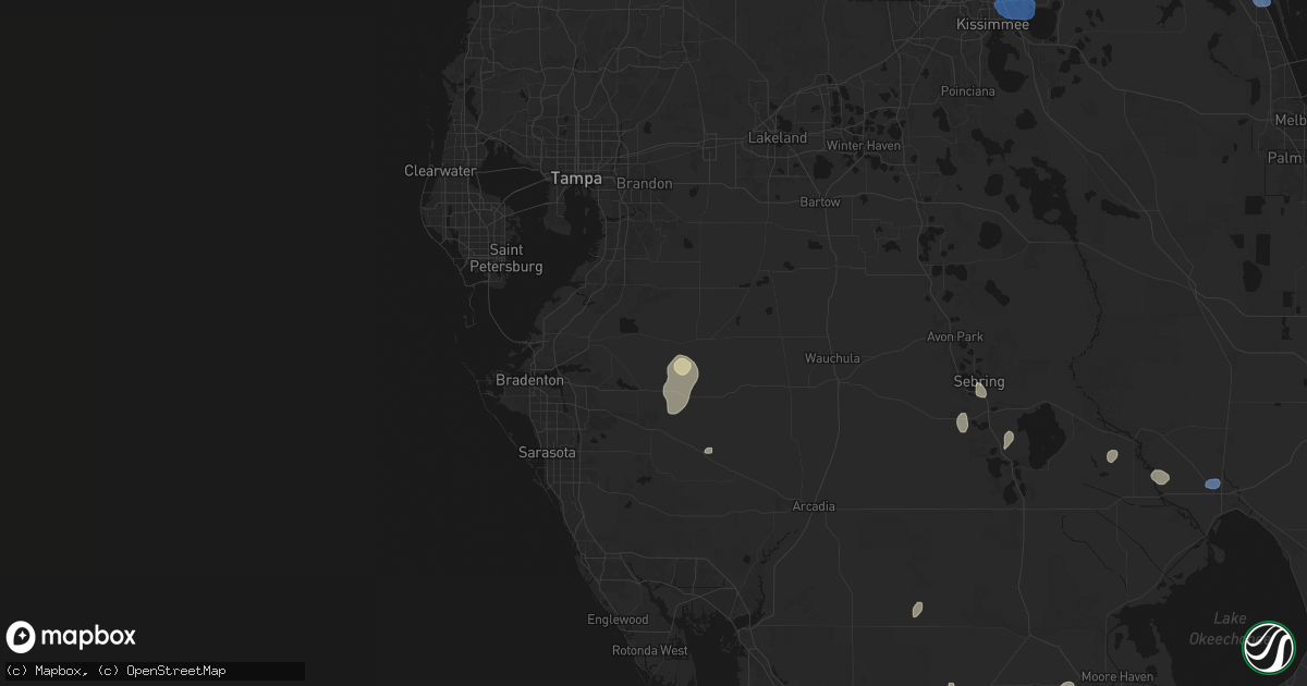 Hail map in Parrish, FL on July 13, 2026