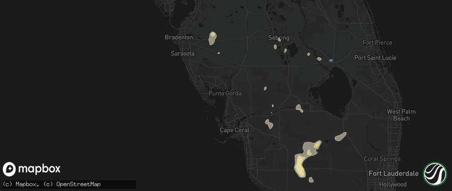 Hail map in Punta Gorda, FL on July 13, 2026
