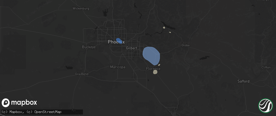 Hail map in Queen Creek, AZ on July 13, 2026