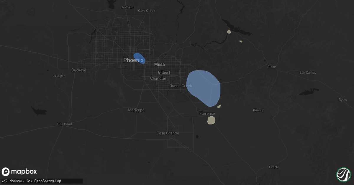 Hail map in Queen Creek, AZ on July 13, 2026